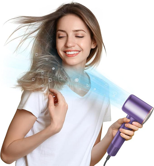 Professional Hair Dryer, 200 Million Negative Ionic Blow Dryer with 110000 RPM Brushless Motor, 1500W High-Speed HairDryer with Magnetic Nozzle & Diffuser for Salon, Home, Travel (Elegant Purple)