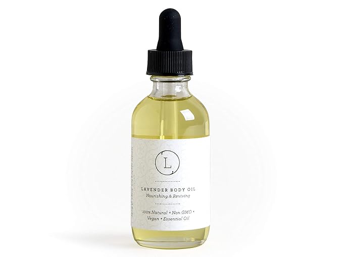 Lizush Lavender Body Oil - 2 oz Natural, Vegan, Non-GMO Moisturizing Bath Oil for Silky Skin with Premium Essential Oils - Handmade in the USA