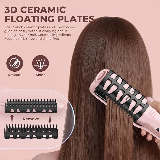 MiroPure 1.5 Inch Flat Iron, Hair Straightener with 30S Fast Heating & 60min Auto Shut-Off, Hair Straightener and Curler 2 in 1 with 3D Ceramic Floating Plates
