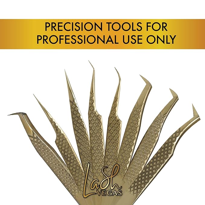 Hooked Cutie Tweezer - Diamond Grip Lash Tweezers for Eyelash Extensions - Fiber Tip Lash Tweezers for Classic & Volume Lash Extensions – Gold