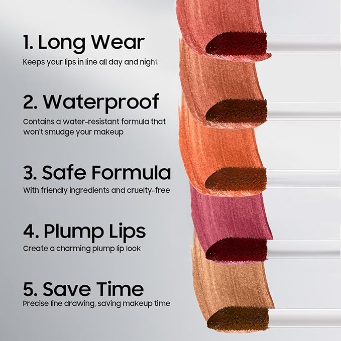 Lip Stain Peel Off Lip Liner - Long Lasting Comfortable Vivid Color Peel Lip Stain Smudge Proof Finish, Create A Charming Vibrant Lip Color Makeup For All Skin Types with All-Day (#03 Rose)