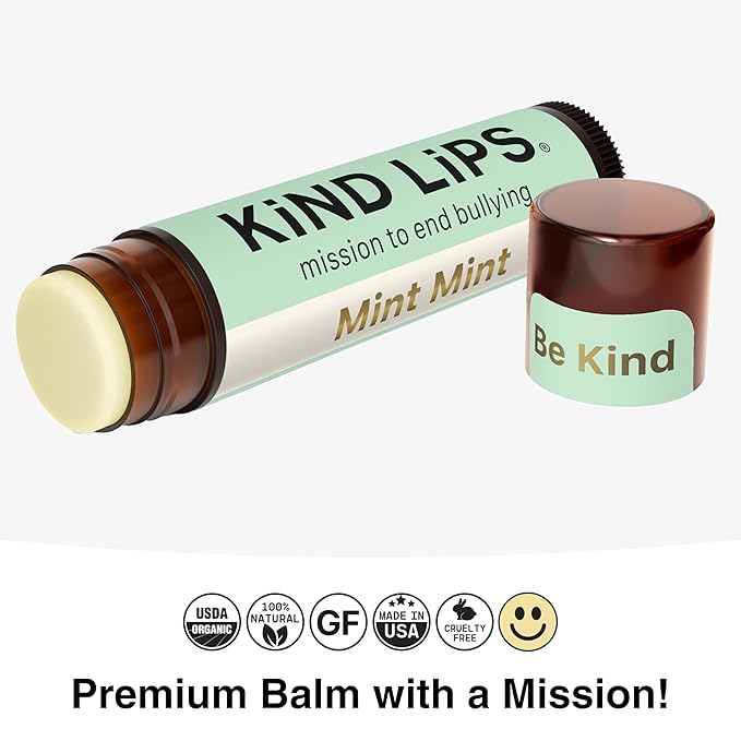 Kind Lips Mint Mint Lip Balm 3-Pack - USDA Organic, Extra Minty Cooling Chapstick Alternative for Dry Lips | Gluten-Free, Cruelty-Free