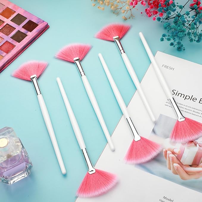 12 Pcs Soft Facial Fan Brush Blush Makeup Brush Face Mask Acid Applicator Multi Use Cosmetic Tools for Peel Mask Makeup for Mud Cream(Black)