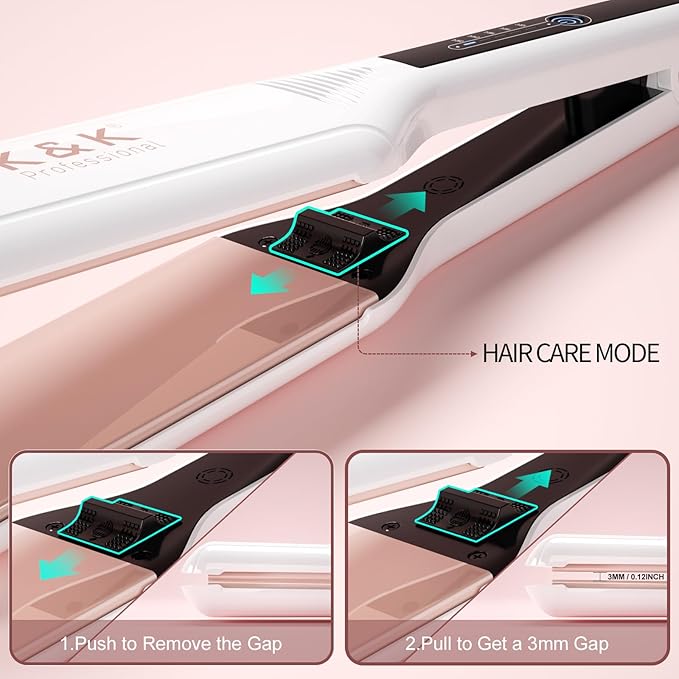 K&K 2.25 Inch Flat Iron Hair Straightener, Professional Extra Wide Hair Straighteners for Therapy Keratin, 3D Floating Ceramic Tourmaline Coating Plate Irons for Thick Hair, Damage and Frizz