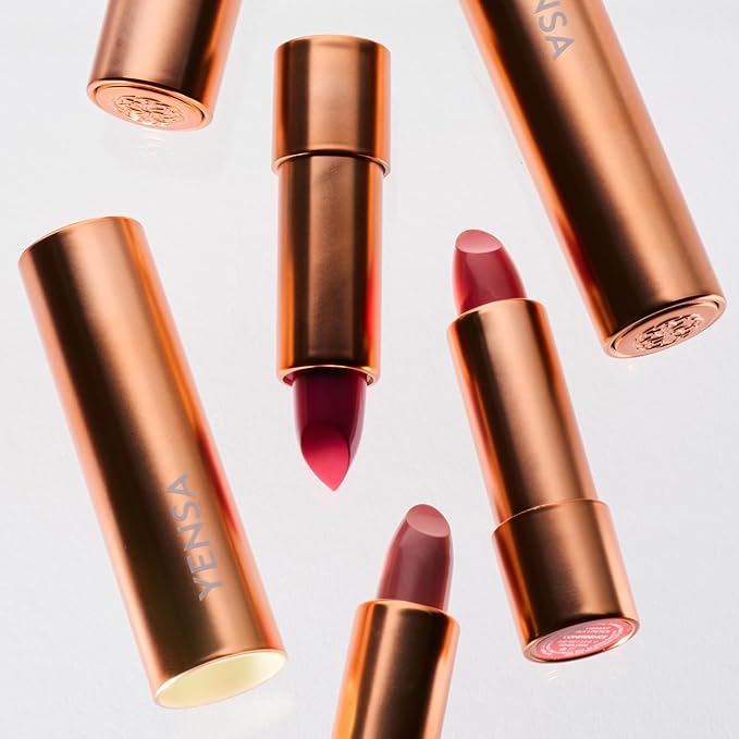 YENSA Vibrant Silk Hydrating Lip Stick - Long Lasting Lipstick with Hyaluronic Acid, Vitamin E & Super Oils - High Pigment Color & Semi Glossy Finish - Moisturizing Formula - Fire (0.12 oz)