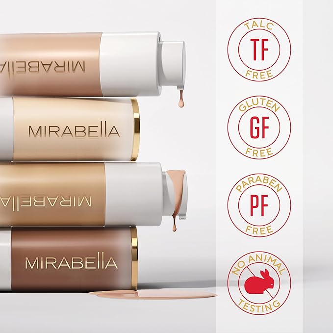 Mirabella Invincible For All HD Liquid Foundation - Anti-Aging Full Coverage Liquid Face Makeup - Moisturizing, Hydrating & Lightweight Foundation for All Skin Types (Light L100)