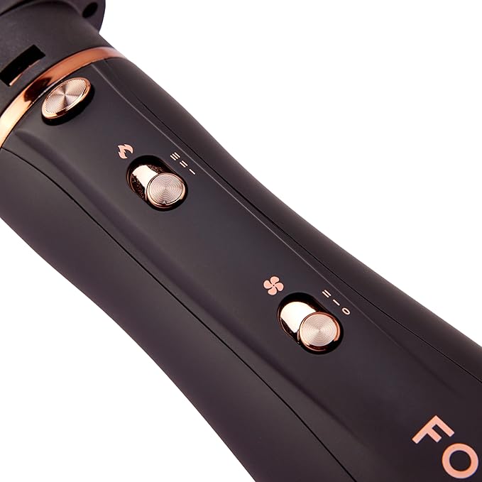 FoxyBae 3-in-1 Ceramic Interchangeable Hair Tools - Blowout Dryer - 3 Detachable Heads: 2.4" Blowout-Brush, 1.5" Hot Round Brush & Drying Cylinder Hair-Dryer & Hair Styling Set (Black Rose-Gold)