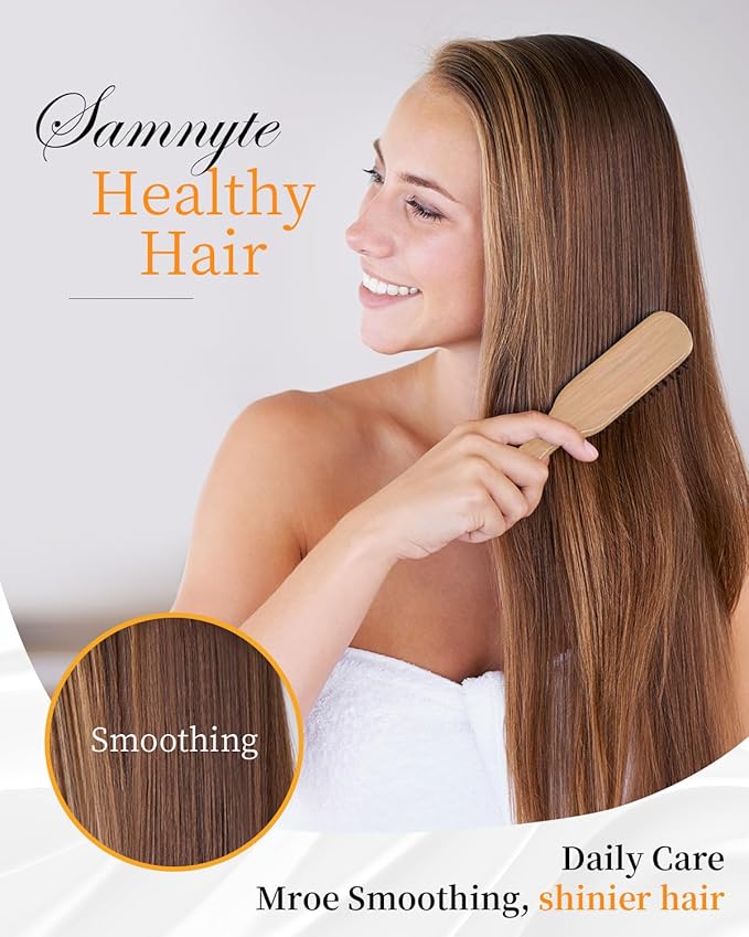 Slick Back Hair Brush, Hair Wax Stick Set - Boar Bristle Brush for Fine to Medium Hairs - Smooth Flyaways, Frizz & Baby Hairs, Sleek Ponytails Buns Updos