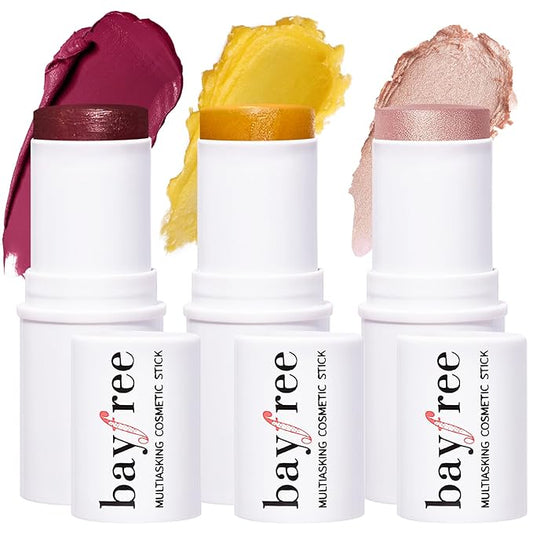 KIMUSE Multi Stick Trio Face Makeup, Cream Blush Stick for Cheeks & Lips, Contour Stick & Highlighter Makeup Sticks for All Skin