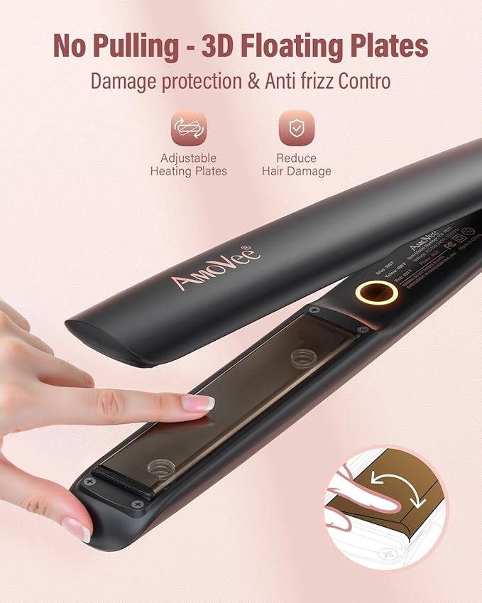 2 in1 Hair Straightener and Curler,15s Fast Heating Ceramic Flat Iron,Dual Voltage Hair Iron for Silky Smooth Hair,Suitable for All Hair Types