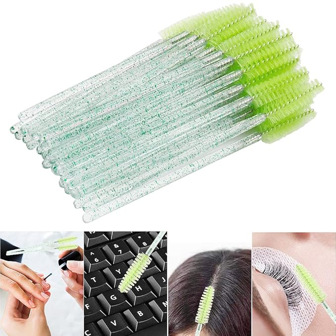 300 Pcs Crystal Spoolies Mascara Wand Eyelashes Brushes for Eyebrow Eye Lash Extension in Colorful handle (mixed 6 color)