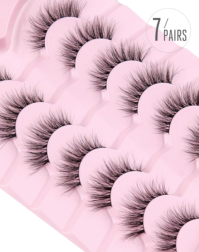 Onlyall False Lashes Natural Look False Eyelashes Natural Lashes Wispy Eyelashes Fake Eyelashes Strip Lashes Fake Lashes 14mm Lashes D37
