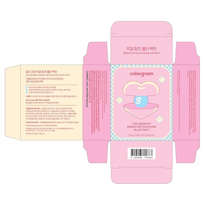 Colorgram Sebum Retouching Blur Pact | Poreless-Looking Pressed Setting Face Powder for Normal to Oily Skin, Provides Weightless, Matte Finish with Soft Focus Effect