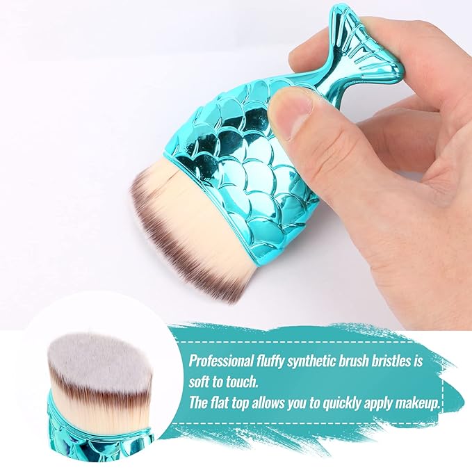 UNIMEIX Sunscreen Brush for Face Kabuki Brush Sunscreen Applicator for Kids Foundation Makeup Brushes for Liquid Foundation Powder Cream Contour Buffing Stippling Blending (Cyanblue)