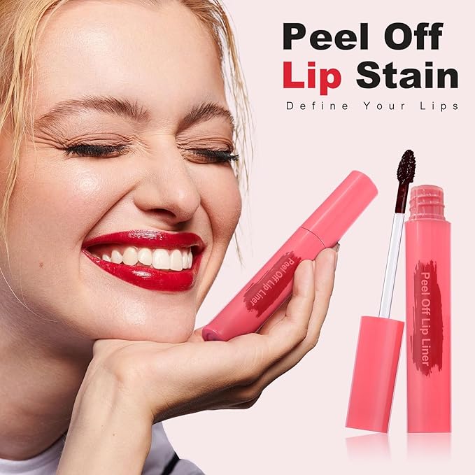 Lip Stain Peel Off - Long Wear Tattoo Lip Liner, Waterproof & Transfer-proof Peel Off Lip Stain with Matte Finish, Lip Tint For All Skin Types (Rose, 1 Count(Pack of 1))