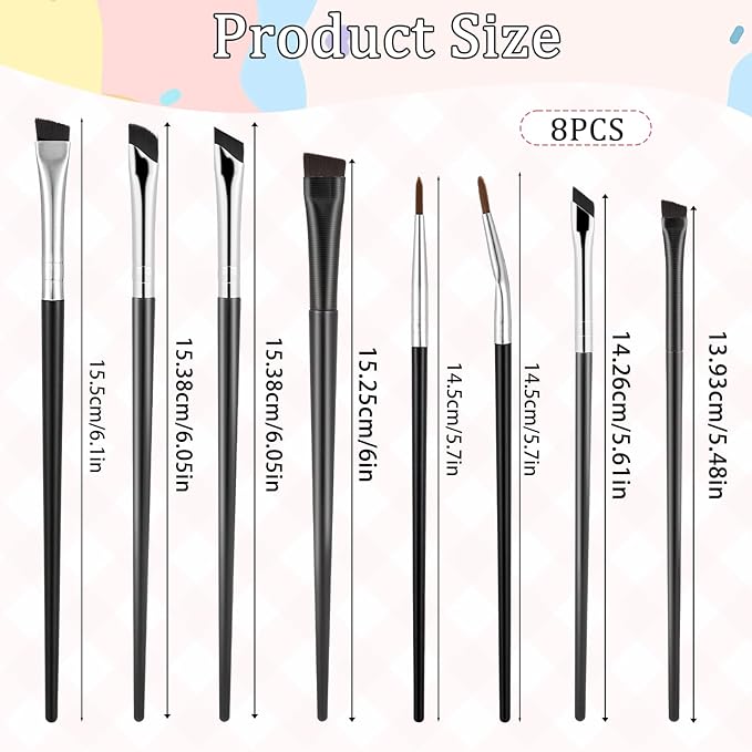 Makeup Artist Kit, 8 Pcs Angled Eyeliner Brush, Ultra Thin Precision Eyeliner Brush, Eyebrows Eyeshadows Makeup Brushes Set, Angled Brow Brushes, Professional Eye Make Up Tool