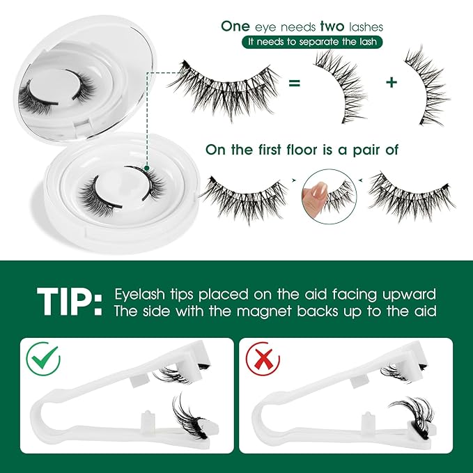 KEYYOU Reusable Magnetic Eyelashes No Glue Needed with Applicator Tool 3D Natural Magnetic Lashes, Easy to Apply & Long Lasting for Daily Use & Events(YC02+YC04)