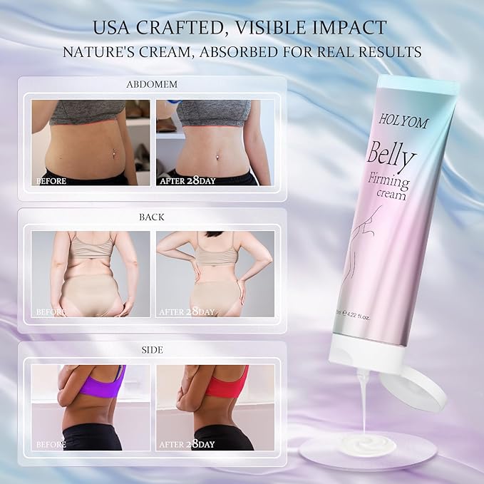B Flat Belly Firming Cream - Premium Skin Tightening Cream for Stomach，Thighs, Skin Smoothing Moisturizer for Women and men, 4.22 fl oz