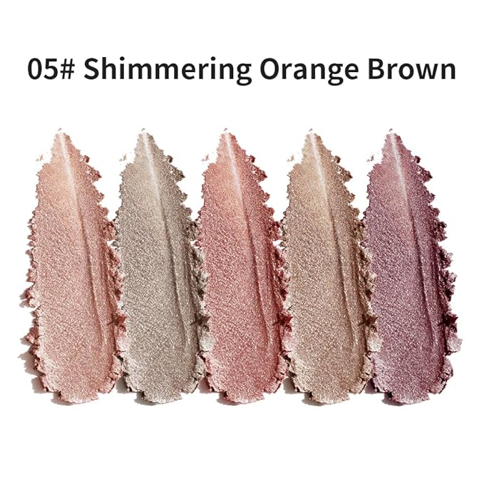 Eyeshadow Palette 5-Color with Pearlescent Shimmer Earth Tones, Buttery Putty Texture, Fine Glitter Duochrome Shades, Mist Matte Finish, Silky Smooth Brightening Eye Makeup for a Charming Look-5#