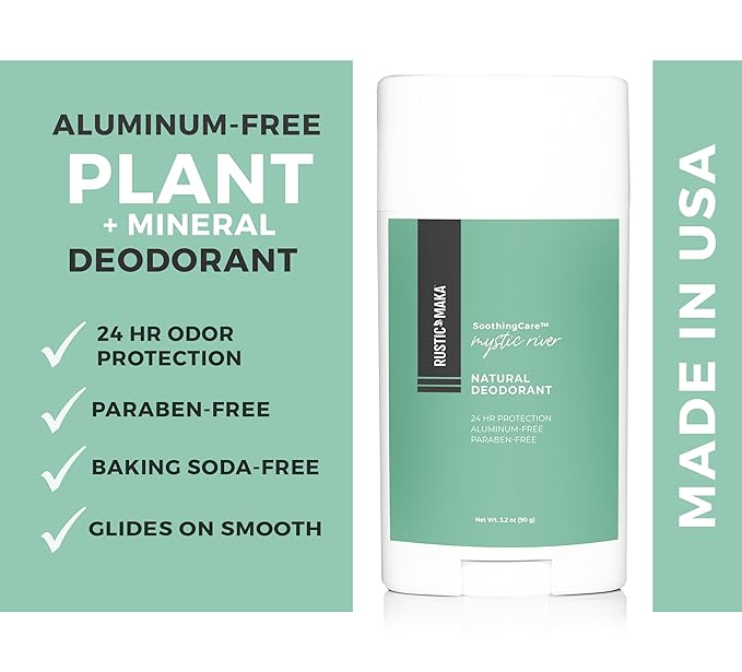 Rustic MAKA Natural Deodorant | Mystic River Scent | Aluminum-Free, Paraben-Free | Baking Soda-Free & Cruelty-Free | 24-Hour Odor Protection | For Women & Men