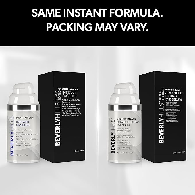 Beverly Hills Mens Instant Facelift and Eye Serum Treatment for Dark Circles, Puffy Eyes, and Wrinkles