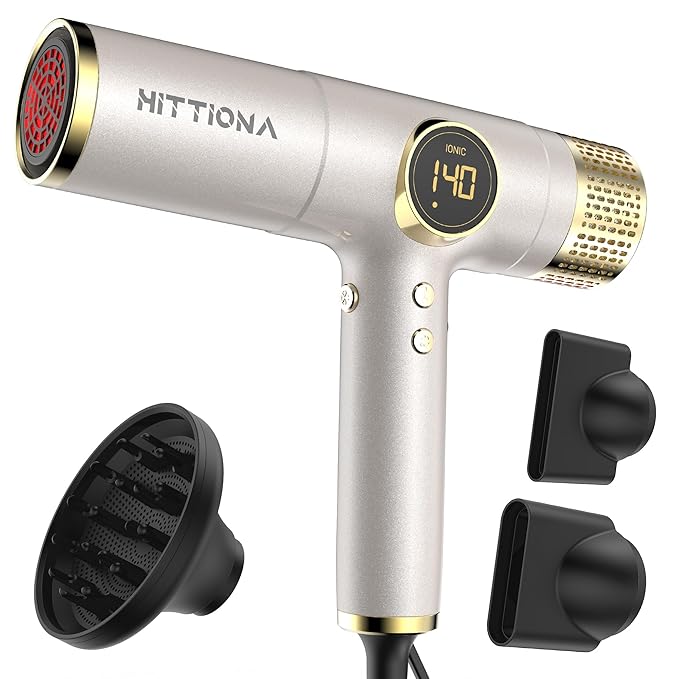 Infrared Ionic Hair Dryer with Diffuser - 2000W Dual Voltage Blow Dryer for Women, Fast Drying, Frizz Control, Lightweight & Low Noise, Red Light & Negative Ions, European Travel 110V-240V