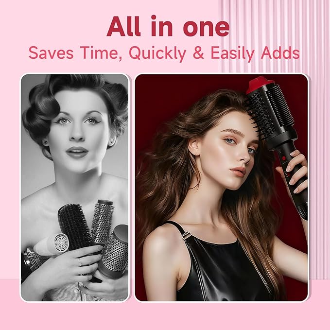 Heated Comb & 4-in-1 Blow Dryer Brush Hair Straightener Brush - Dual Mode Hot Air Styler for Drying, Straightening, Curling & Volumizing All Hair Types, Ceramic Ionic Technology