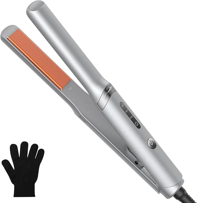 Mini Flat Iron 0.7 Inch with Negative Ion,15s Fast Heating Straightener, Adjustable Temperature & Auto Shut Off, Double Voltage Travel Hair Straightener for Short Hair, Curls, Bangs, Men & Women