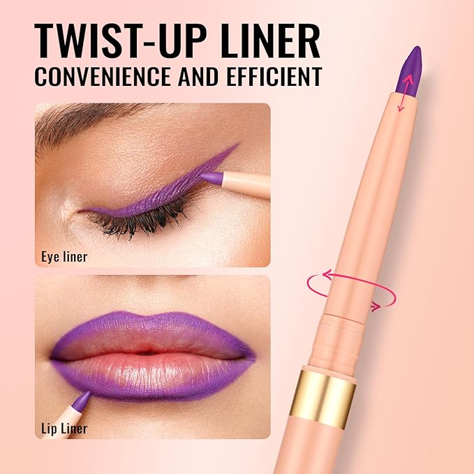 Oulac Matte Purple Eyeliner Pencil, Waterproof Retractable Eye Liner Pen, Smooth and Creamy Eye Makeup for Precision Application Vegan & Cruelty-Free, 08 Well-dressed