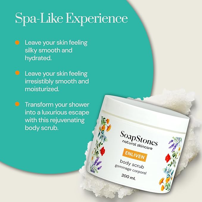 Soapstones Enliven Exfoliating Body Scrub - 200 mL - Gentle and Soothing with Safflower Seed Oil