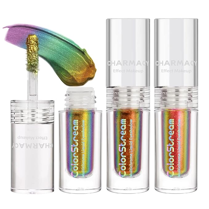 CHARMACY Liquid Duochrome Eyeshadow, Multi-Dimensional Eye Looks, Long Lasting Glitter Eye Shadow Sets Metallic Pigments, Quick Drying, Sparkling Shiny Eye Makeup for Beginners, 1.6g (#301)