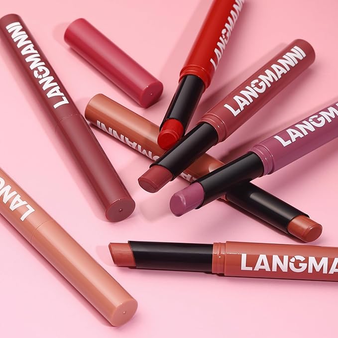 Jolilab 6Pcs Lip Set: 3 Colors Lip Liner+3 Colors Lipstick, Matte/Creamy, Long-Lasting, Bold/Nude Shades for Daily/Party, Vegan, Gift for Makeup Lovers.(#02+04+07)