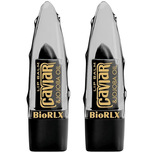 BioRLX 99% Purity Aloe Vera Lip Balm - Natural Moisturizing Unisex Lip Care for Hydrated and Radiant Lips (Caviar & Jojoba Oil, 0.12 Ounce (Pack of 2))