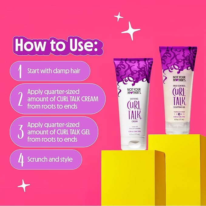 Not Your Mother's Curl Talk Frizz Control Sculpting Gel & Defining Cream (2-Pack) - 6 fl oz Each - Tames Hair Frizz & Maximizes Definition – For All Curly Hair Types