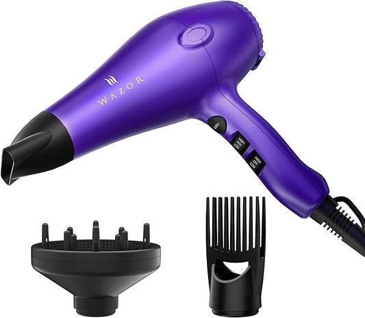 1875W Professional Hair Dryer, Lightweight & Quiet Ionic Blow Dryer, Tourmaline Ceramic Technology for Fast Drying with 2 Speeds & 3 Heat Settings, Damage-Free Shiny Hair, Cool Shot Button, Purple