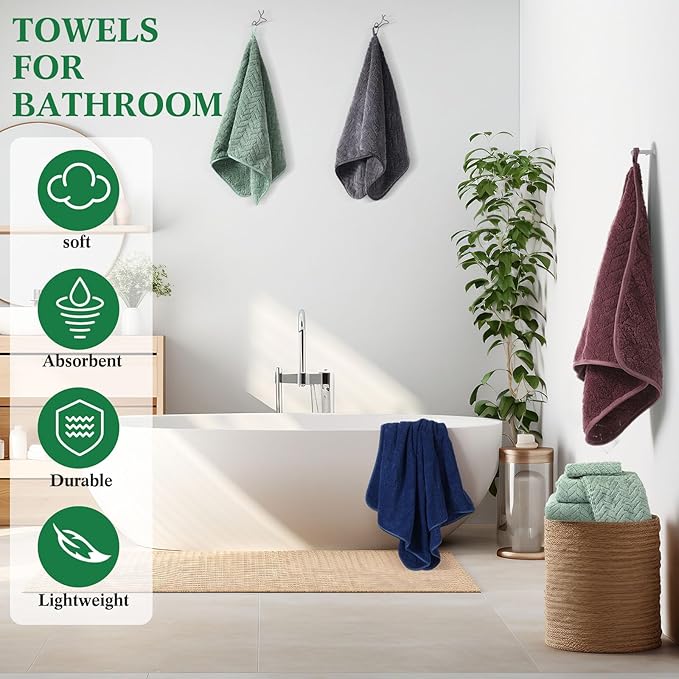Mixweer 16 Pieces Bath Towels Sets Quick Dry Towel Set for Bathroom Included 4 Bath Towels 4 Hand Towels and 8 Washcloths Absorbent Bath Towel Sets Coral Velvet Towel for Shower Spa Hotel(Dark Color)