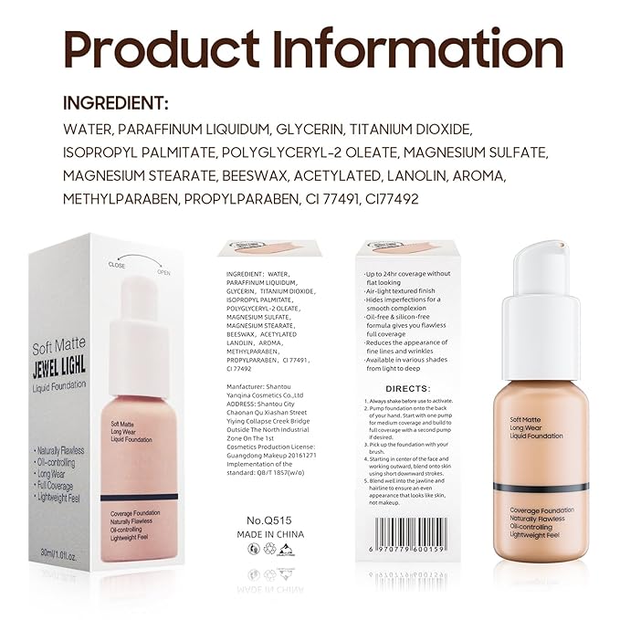 Matte Liquid Foundation Full Coverage - Flawless & Long-Lasting Oil Control Foundation Makeup, Lightweight Waterproof Concealer Cream for Dry and Oily Skin, 1 Fl Oz (2 Pack #102 Nude)