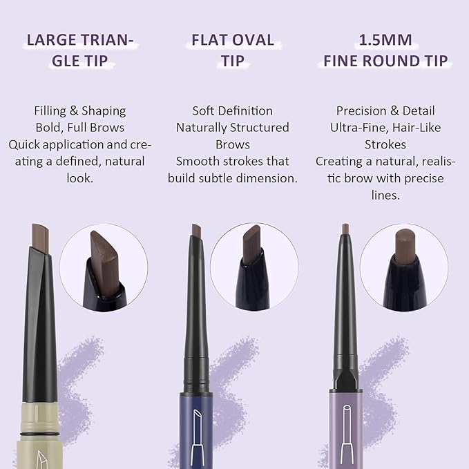 UCANBE Eyebrow Pen - Eyebrow Pencil 3-in-1 Eye Brow Pencils for Women & brow glue,waterproof eyebrow pencil,eye brow gel,Long-Lasting Dual-Sided Brow Pencil with 3 Types Tips,02Light Brown