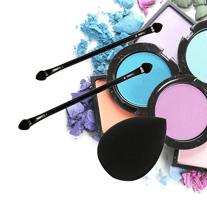 Professional Double Head Eyeshadow Brushes Cosmetic Tool - TygoMall 30 Pcs Disposable Dual Sides Eyeshadow Sponge Brushes Makeup Applicator, with 12 cm Long Handle, Black