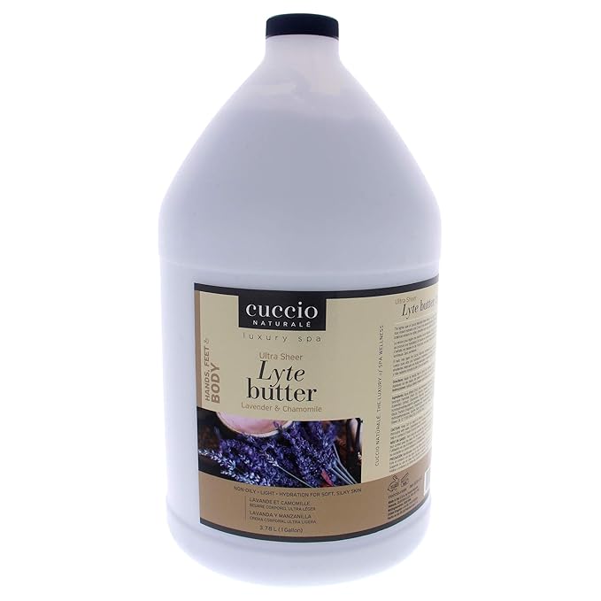 Cuccio Naturale Lyte Ultra-Sheer Body Butter - Replenishing Scented Moisturizer Cream - All Natural, Cruelty-Free Formula - Lavender And Chamomile - 1 Gal, 128 Ounce (I0098792)