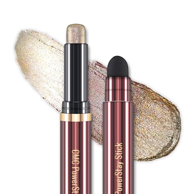 CHARMACY Duochrome Glitter Eyeshadow Stick, Chameleon Metallic Shimmer Smoky Eye Shadow, Long-Lasting Water-Resistant Formula, High Pigmented, Built-in Smudger #01