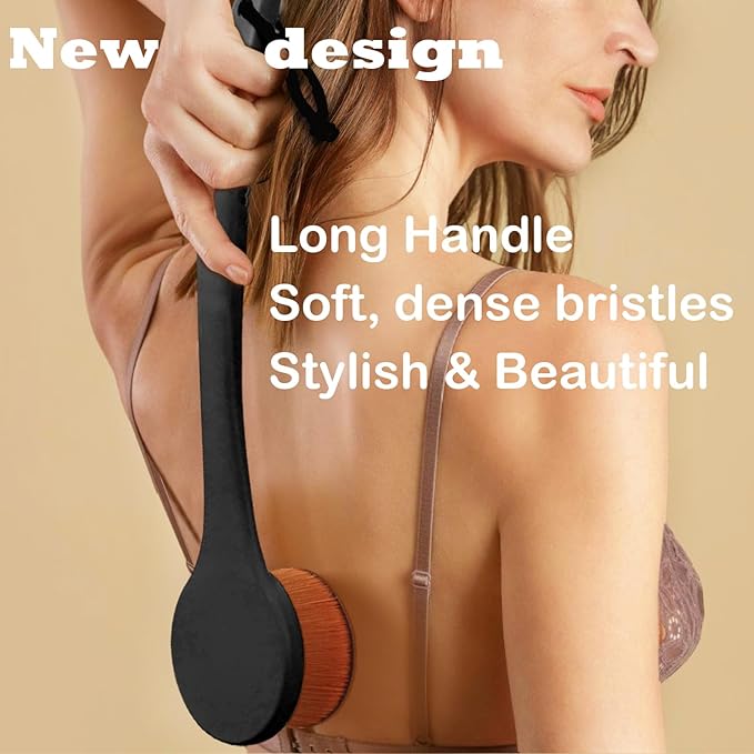 Extra Large Body Makeup Brush For Self Tanner, Sunscreen, Self Tan Back Applicator, Wide-Headed Kabuki Brush for Even & Pretty Lotion Application. Bronzer Blend, Long-Handle Face Leg Brush- Black
