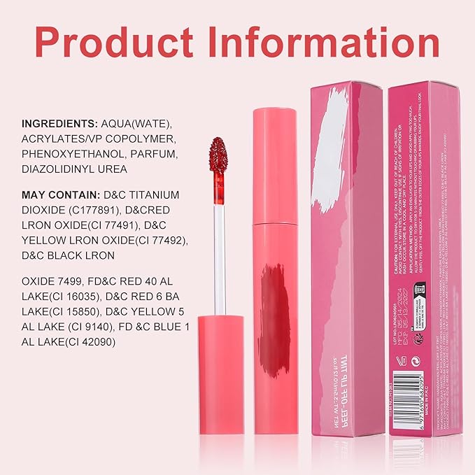 Lip Liner - Lip Stain Peel Off Moisturizing Long-Lasting & Waterproof Transfer Proof & Plumping, Non-Stick Cup Lip Liner Stain Tint For All Skin Types (Berry, 1 PCS)