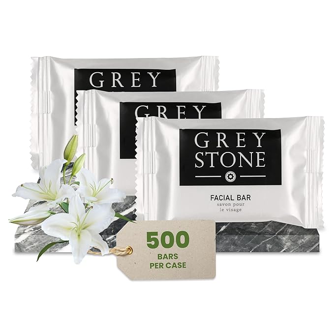 Greystone 0.7 oz. Facial Bar Soap (Case of 500) Hotel Travel Size, Individually Wrapped, Designed for Hospitality, Vacation Rentals, AirBNB, Motels, Guest Bathroom