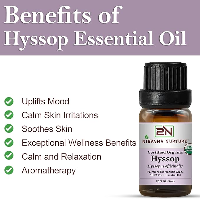 Hyssop Essential Oil USDA Certified Organic, 100% Pure Natural Premium Grade, Undiluted