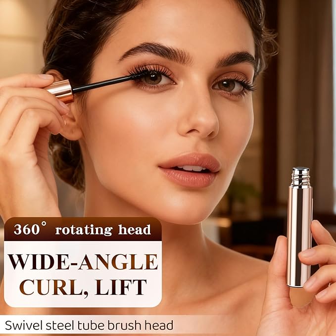 Ultra-Fine Lengthening Waterproof Quick-Dry Mascara, Ultimate Length Volumizing Lashes, for Tiny and Lower Eyelashes & Older Women, Waterproof, Smudge-Proof, Clump-Proof (Black+Brown)