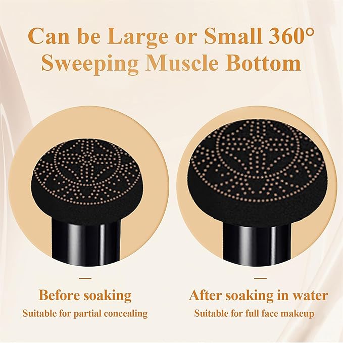 Mushroom Head Air Cushion CC Cream - BB Cream Foundation for Concealer Full Coverage Skin Brighten Long - Lasting Moisturizing, Cushion Foundation Color Correcting for All Skin Types (Buff Beige)
