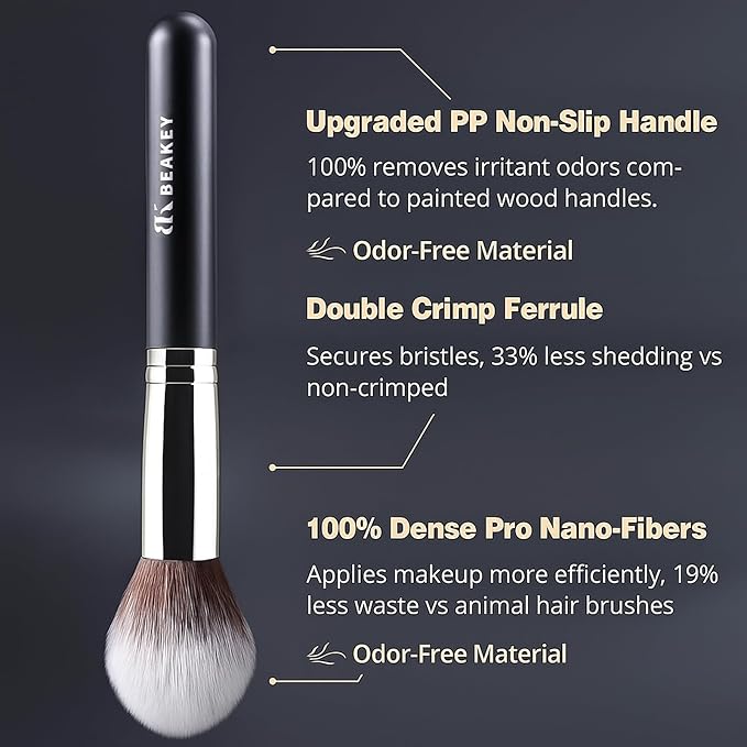 BEAKEY Makeup Brushes Set, Professional Foundation Eyeshadow Concealer Blush Powder Bronzer Applicator, 2 Blender Sponge with Beauty Paper Case stocking stuffers