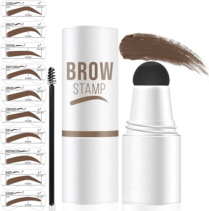 Eyebrow Stencils, Eyebrow Stamp Perfect Eyebrows Waterproof Brow Stamp, Eye Brow Stencil Kits Eyebrow Kit for Women With 10PCS Eyebrow Shaping Kit Long-Lasting, Medium Brown