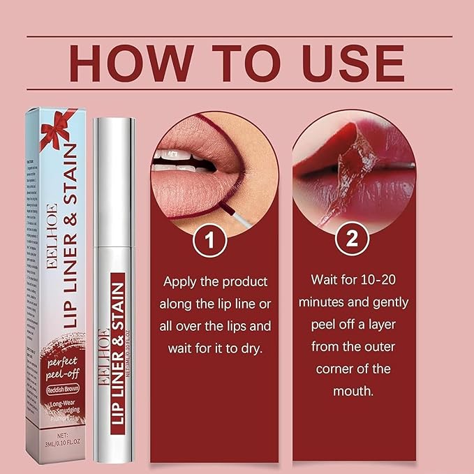 Peel Off Lip Liner Stain, 3Pcs Long Lasting Tattoo Lip Liner Stay On All Day, Waterproof Peel Off Lip Stain with Matte Finish, Natural Instant Peel Off Lip Stain Set
